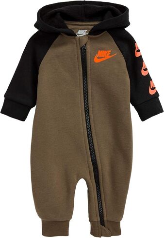 Nike Baby's Futura Long Sleeve Full Zip Hooded Coverall (Medium Olive(56F869-E6F)/Black, 6 Months) in Kuwait