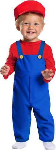 Infant Baby Plumber Romper 100% Cotton Onesies Halloween Outfit With Cap 6-18M in Kuwait