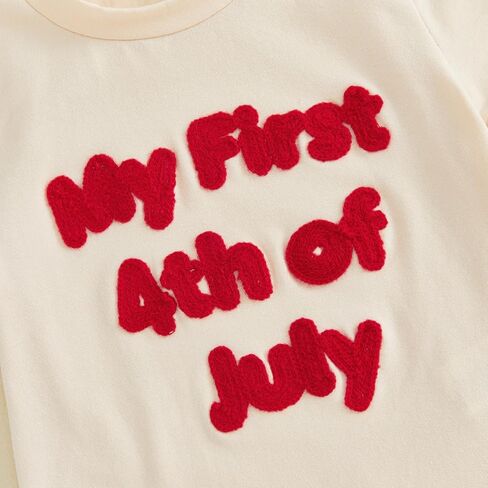 Douhoow My First 4th of July Baby Boy Outfit Letter Embroidery Baby Romper with Stripe Star Shorts Boys Patriotic Clothes in Kuwait