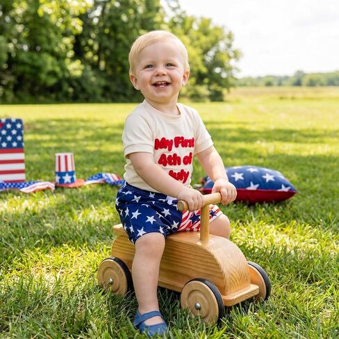 Douhoow My First 4th of July Baby Boy Outfit Letter Embroidery Baby Romper with Stripe Star Shorts Boys Patriotic Clothes in Kuwait