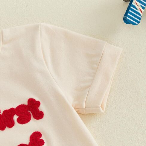 Douhoow My First 4th of July Baby Boy Outfit Letter Embroidery Baby Romper with Stripe Star Shorts Boys Patriotic Clothes in Kuwait