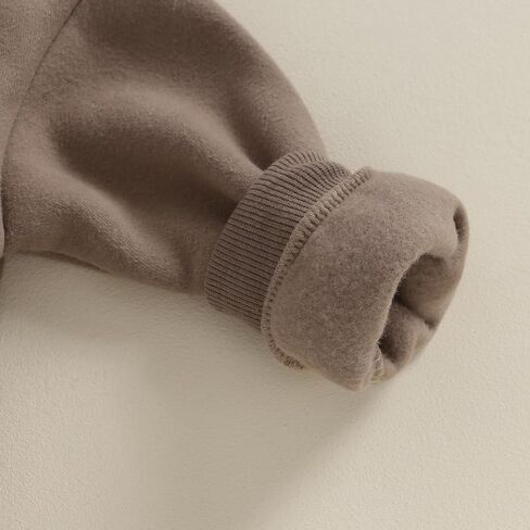Baby Boy Girl Fleece Sweatshirt Romper Solid Color Long Sleeve Sweater Jumpsuit Newborn Warm Fall Winter Clothes in Kuwait