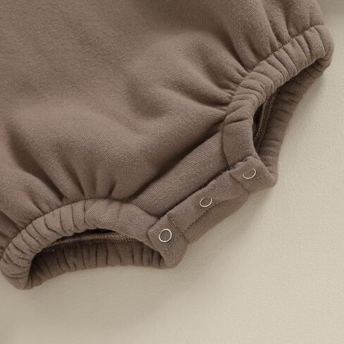 Baby Boy Girl Fleece Sweatshirt Romper Solid Color Long Sleeve Sweater Jumpsuit Newborn Warm Fall Winter Clothes in Kuwait
