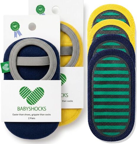 BabyShocks Full-Sole Grip Baby & Toddler Socks That Don’t Come Off – More Traction on Hardwood & Tile (4-Pack Value Set) in Kuwait