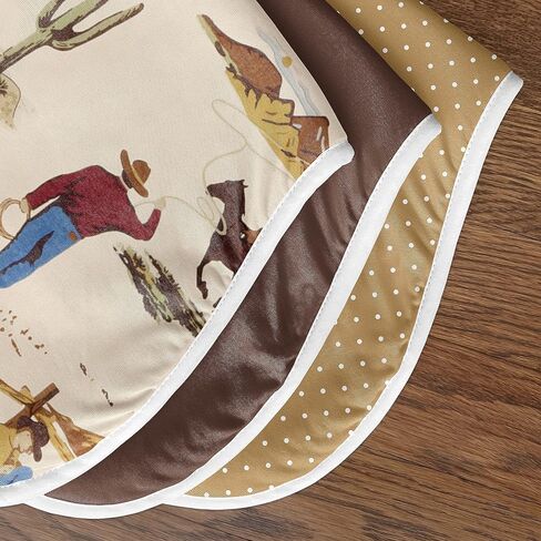Sweet Jojo Designs Western Cowboy Baby Boy Absorbent Burp Cloths for Infant Newborn - Red Blue Tan Chocolate Brown and White Wild West Southern Country Horse - 3 Pack Set of Dribble Drool Cloths in Kuwait