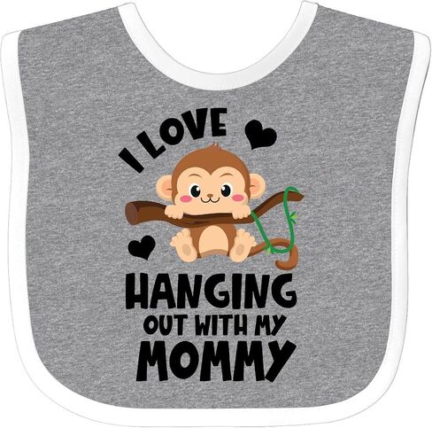 Monkey I Love Hanging Out with My Mommy Baby Bib in Kuwait