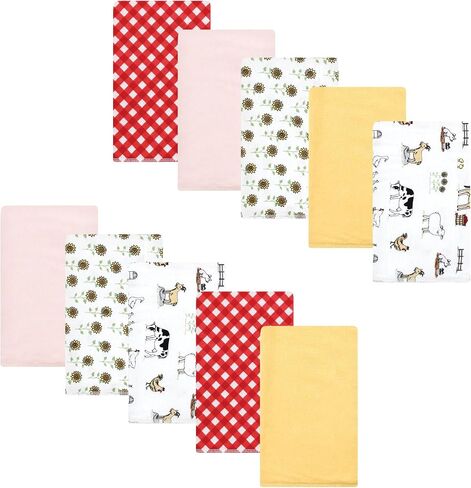 Luvable Friends Hudson Baby Flannel Burp Cloths 10pk, Blue Green Dinosaurs in Kuwait