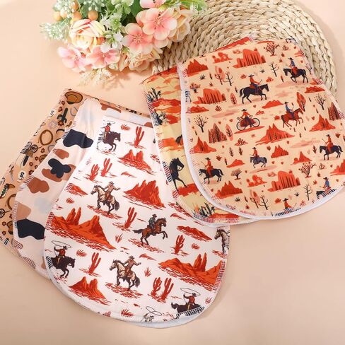 5 Pcs Western Baby Burp Cloths, 19 X 9 Inch Cotton Burping Cloths for Babies With Cowboy Pattern, Newborn Gifts Western Baby Stuff Western Nursery Decor, Soft Absorbent Spit Up Rags Burp Rags in Kuwait