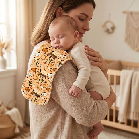 5 Pcs Western Baby Burp Cloths, 19 X 9 Inch Cotton Burping Cloths for Babies With Cowboy Pattern, Newborn Gifts Western Baby Stuff Western Nursery Decor, Soft Absorbent Spit Up Rags Burp Rags in Kuwait