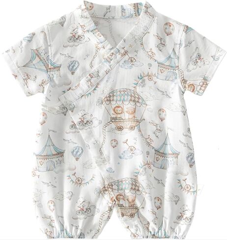 BINIDUCKLING Baby Kimono Side Tie & Wrap Romper One Piece Outfit Muslin 70% Viscose from Bamboo & 30% Cotton in Kuwait