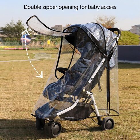 Protective Strollers Rain Canopy Clear Protector Double Zippers Closure for Unobstructed View Rain Canopy in Kuwait