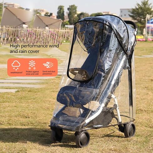 Protective Strollers Rain Canopy Clear Protector Double Zippers Closure for Unobstructed View Rain Canopy in Kuwait