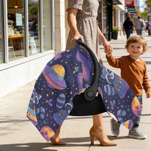 Cartoon Animal Raccoon Car Seat Cover Baby, Carseat Canopy Cover for Girl Boy, Breathable Baby Carrier Cover Stroller Sun Shade Universal Fit Breastfeeding Cover in Kuwait