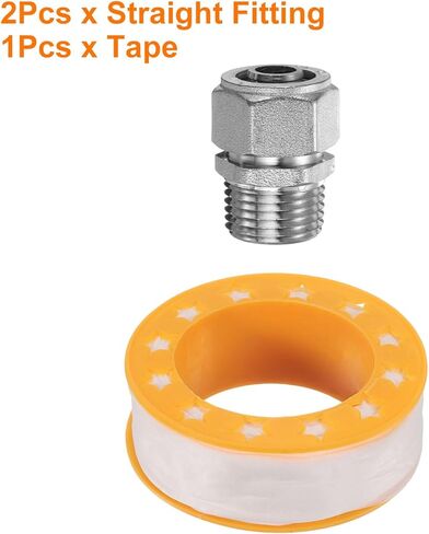 uxcell 2pcs Straight Fitting G1/2 x 1/2 NPT Male Thread Brass-Nickel Plated Adapter Fittings for Garage Compressed Air Line Piping System Kit for Rapid Air Tubing, Silver in Kuwait