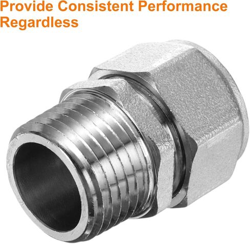 uxcell 2pcs Straight Fitting G1/2 x 1/2 NPT Male Thread Brass-Nickel Plated Adapter Fittings for Garage Compressed Air Line Piping System Kit for Rapid Air Tubing, Silver in Kuwait