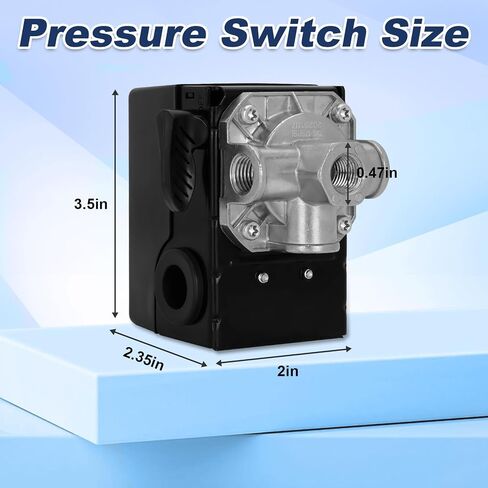 Replacement Pressure Switch for 23474653, Exact Replacement Pressure Switch 135-175 PSI for Ingersoll-Rand 5 HP Single Phase Compressor, Compatible with Models 2340L5, 2340N5, 2340D5-V, TS4L5, TS4N5 – in Kuwait