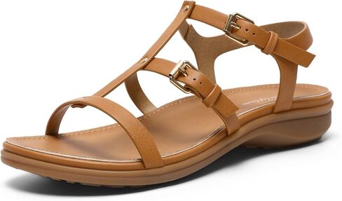 Littleplum Women's Flat Sandals Arch Support Adjustable Gladiator Sandals for Women Summer Walking Shoes for Beach,Casual Brown Size 7.5 in Kuwait