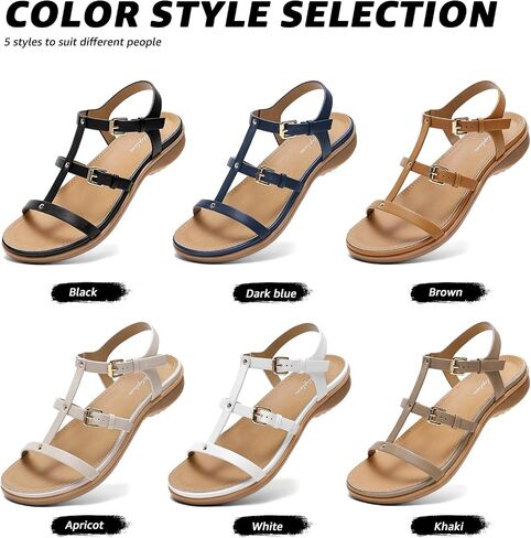 Littleplum Women's Flat Sandals Arch Support Adjustable Gladiator Sandals for Women Summer Walking Shoes for Beach,Casual Brown Size 7.5 in Kuwait