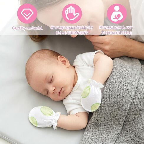 40 Pairs Newborn Infant Toddler Mittens No Scratch Cotton Elastic Wrist Gloves Skin Friendly Soft Breathable Gloves for 0-6 Months Baby Boys Girls in Kuwait