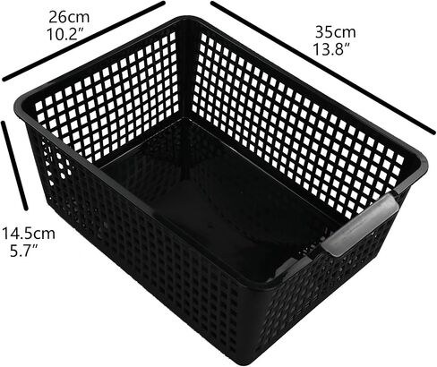 Begale Large Plastic Storage Bins Basket Organizer, Black, Set of 3 in Kuwait