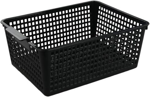 Begale Large Plastic Storage Bins Basket Organizer, Black, Set of 3 in Kuwait