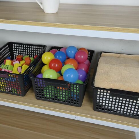 Begale Large Plastic Storage Bins Basket Organizer, Black, Set of 3 in Kuwait