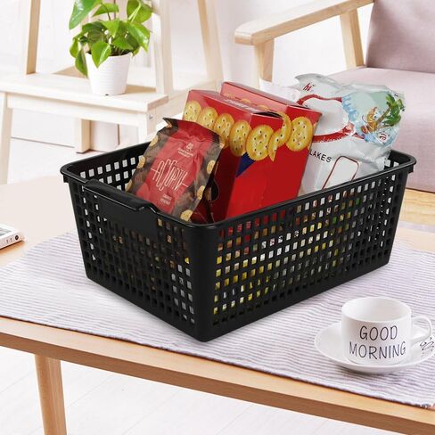 Begale Large Plastic Storage Bins Basket Organizer, Black, Set of 3 in Kuwait