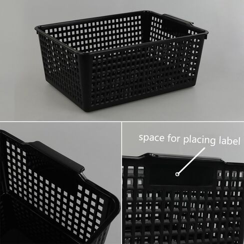 Begale Large Plastic Storage Bins Basket Organizer, Black, Set of 3 in Kuwait