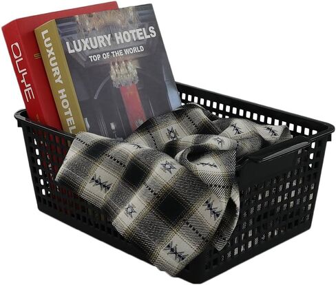Begale Large Plastic Storage Bins Basket Organizer, Black, Set of 3 in Kuwait