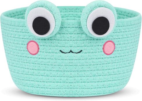Small Storage Basket,Cute Woven Frog Baby Toy Storage Basket | Frog Cotton Rope Woven Baskets for Nursery,Blanket Basket Organize Laundry Baby Towels for Gift｜Cat Dog Bin Toys in Kuwait