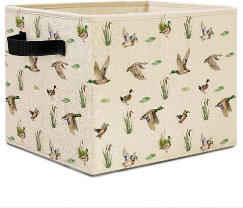 mallard duck basket storage bin,foldable,14.3"x10.6"X10.6" | mallard duck baskets for nursery, mallard duck baby stuff,storage bin for toys, books, clothes and nursery essentials. in Kuwait