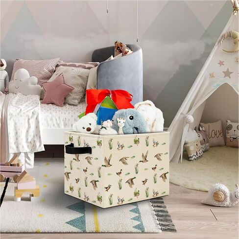 mallard duck basket storage bin,foldable,14.3"x10.6"X10.6" | mallard duck baskets for nursery, mallard duck baby stuff,storage bin for toys, books, clothes and nursery essentials. in Kuwait