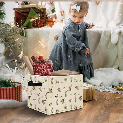mallard duck basket storage bin,foldable,14.3"x10.6"X10.6" | mallard duck baskets for nursery, mallard duck baby stuff,storage bin for toys, books, clothes and nursery essentials. in Kuwait