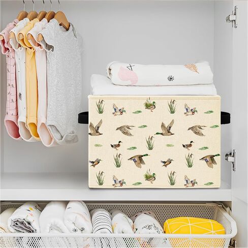 mallard duck basket storage bin,foldable,14.3"x10.6"X10.6" | mallard duck baskets for nursery, mallard duck baby stuff,storage bin for toys, books, clothes and nursery essentials. in Kuwait