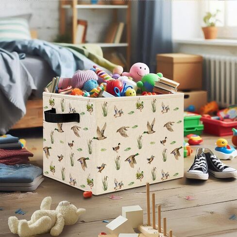 mallard duck basket storage bin,foldable,14.3"x10.6"X10.6" | mallard duck baskets for nursery, mallard duck baby stuff,storage bin for toys, books, clothes and nursery essentials. in Kuwait