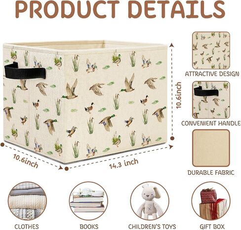 mallard duck basket storage bin,foldable,14.3"x10.6"X10.6" | mallard duck baskets for nursery, mallard duck baby stuff,storage bin for toys, books, clothes and nursery essentials. in Kuwait