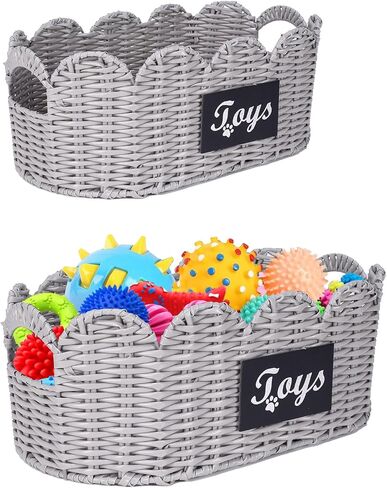 Dog Toy Storage Bin Large Cotton Rope Basket for Dog Toys,2Pack Pet Toy Basket with Handles, Decorative Toys Box Storage Organizer, Pet Toy Organizer for Home and Living Room Organization in Kuwait