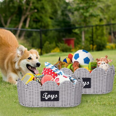 Dog Toy Storage Bin Large Cotton Rope Basket for Dog Toys,2Pack Pet Toy Basket with Handles, Decorative Toys Box Storage Organizer, Pet Toy Organizer for Home and Living Room Organization in Kuwait