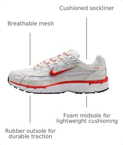 Nike P-6000 Women's Shoes (BV1021-107, White/Platinum Tint/Black/Picante Red) Size 7 in Kuwait