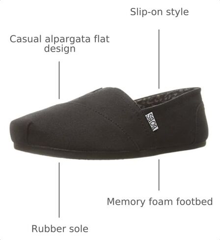 Skechers Women's BOBS Plush-Peace & Love Flats | Casual slip on, Memory Foam footbed, Machine Washable, Crafted with 100% vegan materials, Canvas upper in Kuwait