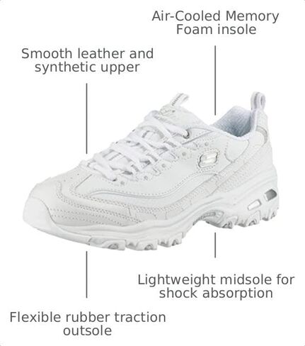 Skechers womens D'lites Fresh Start Fashion Sneaker, White, 5 US in Kuwait