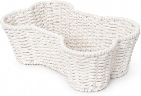 OtterPets Dog Toy Basket, Bone Shaped Cotton Rope Dog Toy Bin, Large 23x15 | Handmade dog and cat toy organizer, large 23 x 15 in; cotton rope construction; dog toy bin in Saudi Arabia