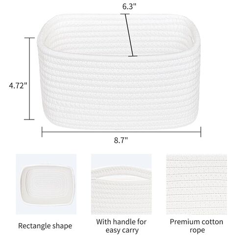 ABenkle Small Basket, Woven Storage Baskets for Organizing, Toy Basket, Cute Decorative Shelf Closet Organizer, Woven Storage Bins for Baby Nursery, Empty Gift Baskets, 8.7" x 6.3" x 4.72" in Kuwait