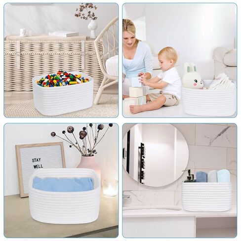 ABenkle Small Basket, Woven Storage Baskets for Organizing, Toy Basket, Cute Decorative Shelf Closet Organizer, Woven Storage Bins for Baby Nursery, Empty Gift Baskets, 8.7" x 6.3" x 4.72" in Kuwait