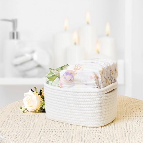 ABenkle Small Basket, Woven Storage Baskets for Organizing, Toy Basket, Cute Decorative Shelf Closet Organizer, Woven Storage Bins for Baby Nursery, Empty Gift Baskets, 8.7" x 6.3" x 4.72" in Kuwait