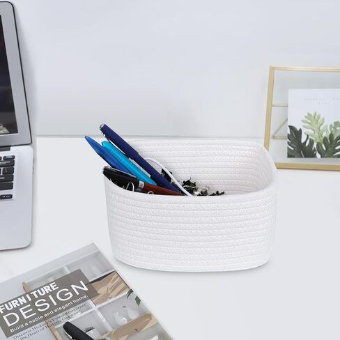 ABenkle Small Basket, Woven Storage Baskets for Organizing, Toy Basket, Cute Decorative Shelf Closet Organizer, Woven Storage Bins for Baby Nursery, Empty Gift Baskets, 8.7" x 6.3" x 4.72" in Kuwait