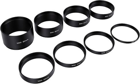 M54x0.75 Extension Tube Set 3-30mm,Astrophotography Spacer Rings | 8 length rings: 3/5/7/10/12/15/20/30mm, M54x0.75 thread, stackable design, black anodized aluminum in Kuwait