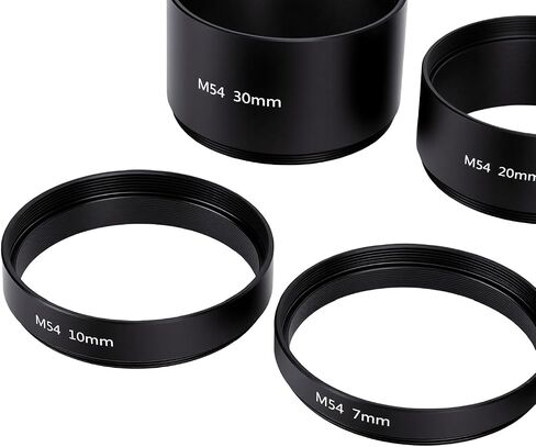 M54x0.75 Extension Tube Set 3-30mm,Astrophotography Spacer Rings | 8 length rings: 3/5/7/10/12/15/20/30mm, M54x0.75 thread, stackable design, black anodized aluminum in Kuwait