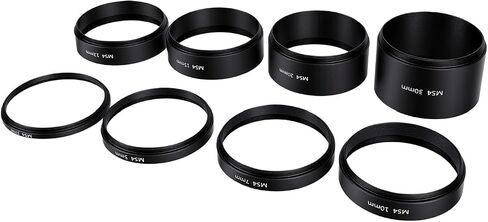 M54x0.75 Extension Tube Set 3-30mm,Astrophotography Spacer Rings | 8 length rings: 3/5/7/10/12/15/20/30mm, M54x0.75 thread, stackable design, black anodized aluminum in Kuwait