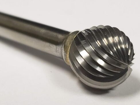 10575 Micro Grain Solid Carbide Regular Length Burr with Ball End, Single Cut, Shape D SD-14, 1/4" Shank Diameter, 3/16" Head Diameter, 1/8" Cutting Length (Pack of 1) in Kuwait